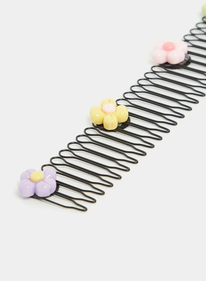 ستايلي مشبك شعر بنمط مشط مزخرف بزهور